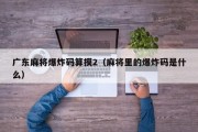 广东麻将爆炸码算摸2（麻将里的爆炸码是什么）