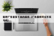 能把广东省买下来的麻将（广东麻将可以不买马吗）
