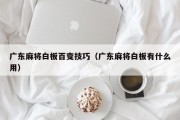 广东麻将白板百变技巧（广东麻将白板有什么用）